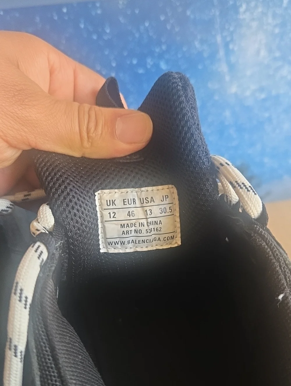 Balenciaga Triple S Black Sneakers with White Laces
